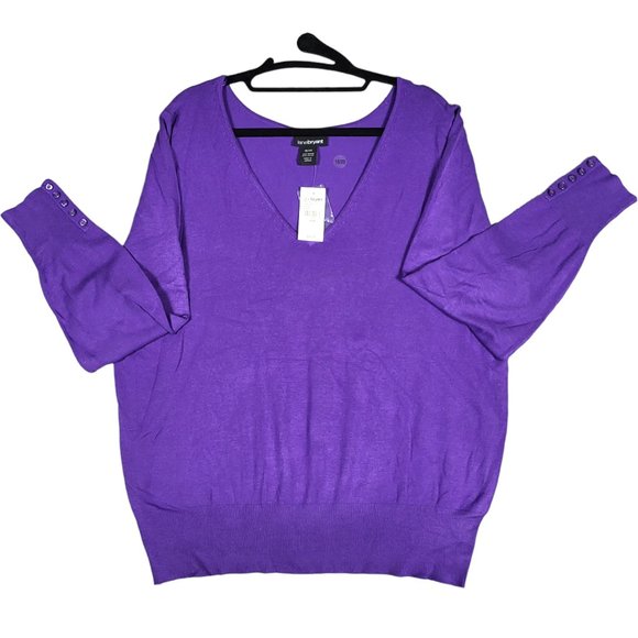 Lane Bryant Purple V Neck Pullover Women's 18/20 - Picture 2 of 10